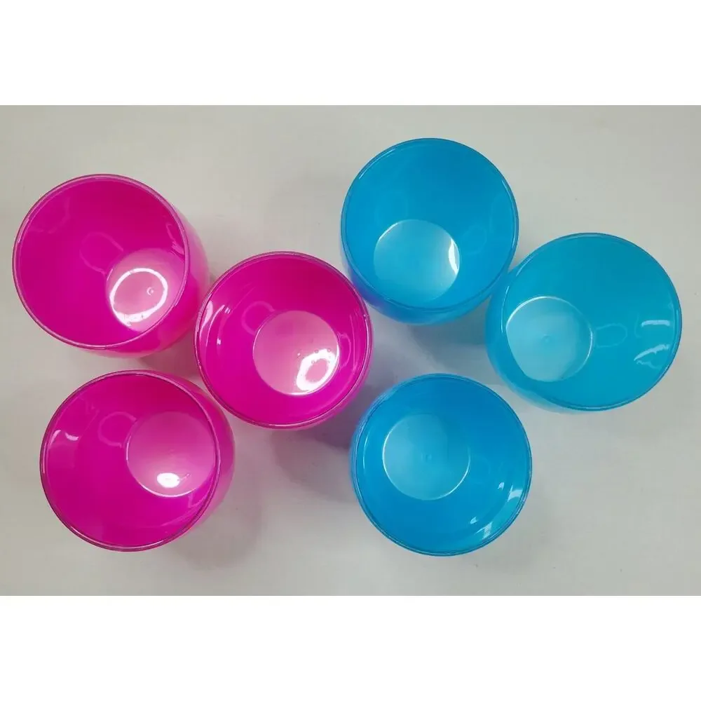 Set of 6 Acrylic Luster Pink & Blue 12 oz. Tulip Shaped Tumber Drinking Glasses